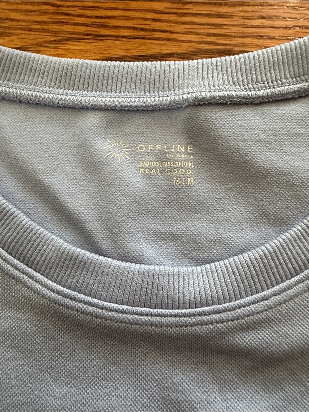 Light Blue Crop microfiber Short Sleeve Top by Offline Aerie size medium - Picture 2 of 3